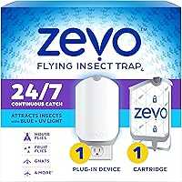 Zevo Flying Insect Trap & Cartridge - Plug in Fly Trap & Indoor Bug Catcher for Gnats, House & Fruit Flies - Mess-Free -...