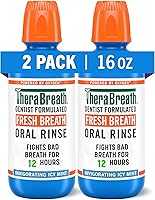 TheraBreath Fresh Breath Mouthwash, Icy Mint Flavor, Alcohol-Free, 16 Fl Oz (Pack of 2)