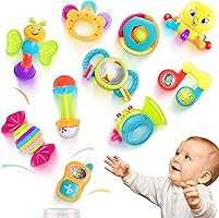 iPlay, iLearn 10pcs Baby Rattles Toys Set, Infant Grab Shake Rattle, Easy Hold Sensory Teether, Babies Development...