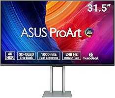 ASUS ProArt Display 32” 4K HDR QD-OLED Professional Monitor (PA32UCDM) - UHD, Ultra-Slim, 240Hz, 0.1ms, Auto...