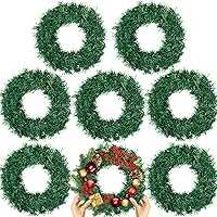 8 Pcs Christmas Wreath 10 Inch Green Artificial Wreaths DIY Faux Plain Wreaths Front Door Green Farmhouse Cabinets...