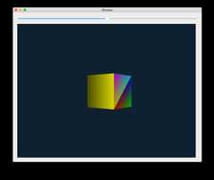 The demo app shows a spinning cube