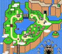 The world Donut Plains as it appears in the game Super Mario World.