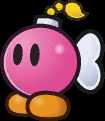 An unused image of Bombette, from Super Paper Mario.