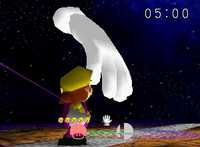 Master Hand entering the battlefield.