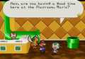 A Toad greeting Mario in the underground Playroom.