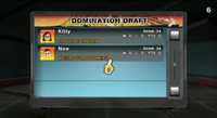 The Domination Draft menu of Mario Strikers Charged (with Mii icons)