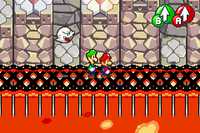 The interior of Bowser's Castle in Mario & Luigi Superstar Saga