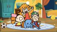 Mona's pets cleaning up Mona's room, with her being very mad.