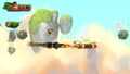 DK jumping from a piece of the plane.