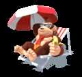 Donkey Kong eating a banana.