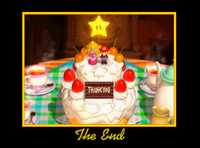 Screenshot the cake made by Princess Peach for Mario from Super Mario 64. It is shown at the end of the credits.