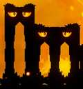 Walking platforms from the Bowser Jr. fight in Deep Magma Bog Palace, silhouetted and fully visible