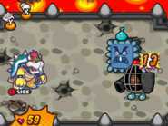 Bowser under the effect of the Sick status in Mario & Luigi: Bowser's Inside Story and Mario & Luigi: Bowser's Inside Story + Bowser Jr.'s Journey.