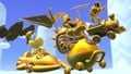 Dry Bowser (Gold) gliding in the Gold Egg with the Gold Crane