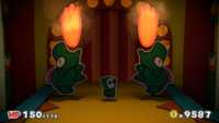A pair of Wild Dino Rhinos about to perform in Paper Mario: Color Splash