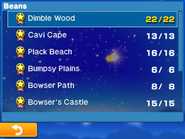 The list of beans the player has found in Mario & Luigi: Bowser's Inside Story and Mario & Luigi: Bowser's Inside Story + Bowser Jr.'s Journey