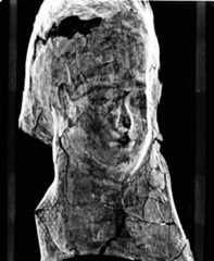 X-ray of cartonnage mask, E019001.
