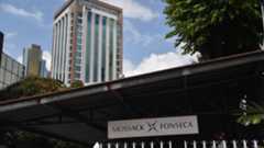 A "Mossack Fonseca" sign in front of a building