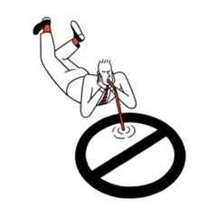 An illustration of a person using a straw to sip out of a strikethrough symbol.