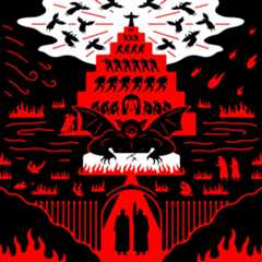 Black and red drawing of Dante's Inferno.