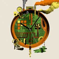 Collage of pipes and factory parts.