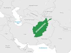 Plassering av Afghanistan med naboland rundt, kart