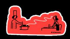 Christoph Niemann Cooking Sticker by The New Yorker