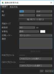 画像の新規作成ダイアログ
