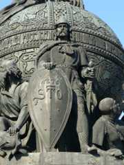 Rurik on the Monument «Millennium of Russia» in Veliky Novgorod