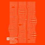 Grafika, na której znajdują się wygięte napisy. Pojawia się napis "28 Międzynarodowe Spotkania Teatrów Tańca". Tło jest pomarańczowe, a napisy białe.