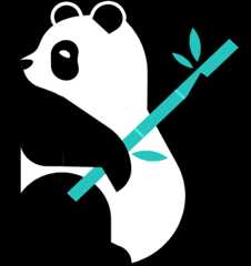 illustration of a Giant Panda holding a cane of bamboo