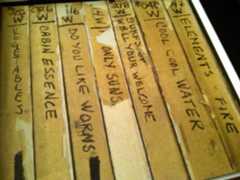A photo of master tapes for various songs from SMiLE.