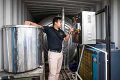  Zhihao Chen, inside the digester container, talks about the vertical farming system