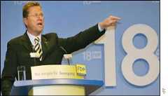 Guido Westerwelle addressing FDP conference on 8th September 2002