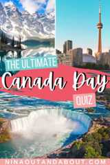 Graphic reading "the ultimate Canada Day Quiz" that you click to be taken to a quiz testing your Canadian knowledge. 