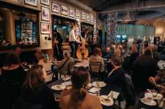 People watching music on a stage
