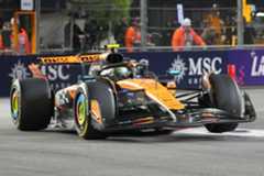 McLaren driver Lando Norris of Great Britain drives during the Formula One Las Vegas Grand Prix auto race, Saturday, Nov. 22, 2025 in Las Vegas.