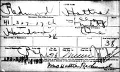 Hattie Redmond's voter registration card, 1913