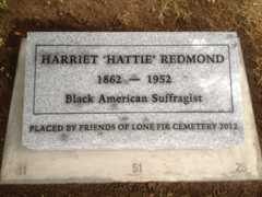 Hattie Redmond's headstone, Lone Fir Cemetery, Portland.