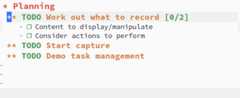 Demonstration of planning with org, managing a scheduled todo list