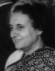 Congress Party member, Indira Gandhi, who served as Indian prime minister from 1966 to 1977, then again from 1980 to 1984