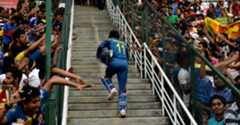Kumar Sangakkara heads for the dressing room