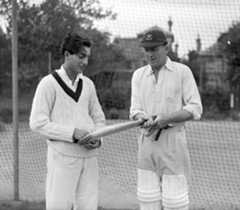 A young Mansur Ali Khan gets advice from Sussex batter George Cox