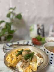 春色ペペロンチーノ　親子丼　ANAビジネスクラスの食器_b0417696_08330776.jpeg