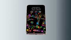 Smartphone showing lock screen with time, date, and colorful app icons forming the number 30 in the background.
