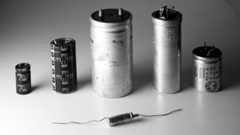 Five different sized capacitors