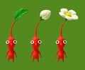 Clay art of the Red Pikmin's different stages of Maturity.