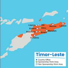 A map showing where Plan International works in Timor-Leste