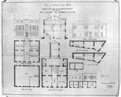 'Etat de la propriété avant l'installation de l'école libre', document au 1/100e, signé et daté A.Filuzeau, le 15 juillet 1885. (A.C. Fontenay-le-Comte, 4 M 5).